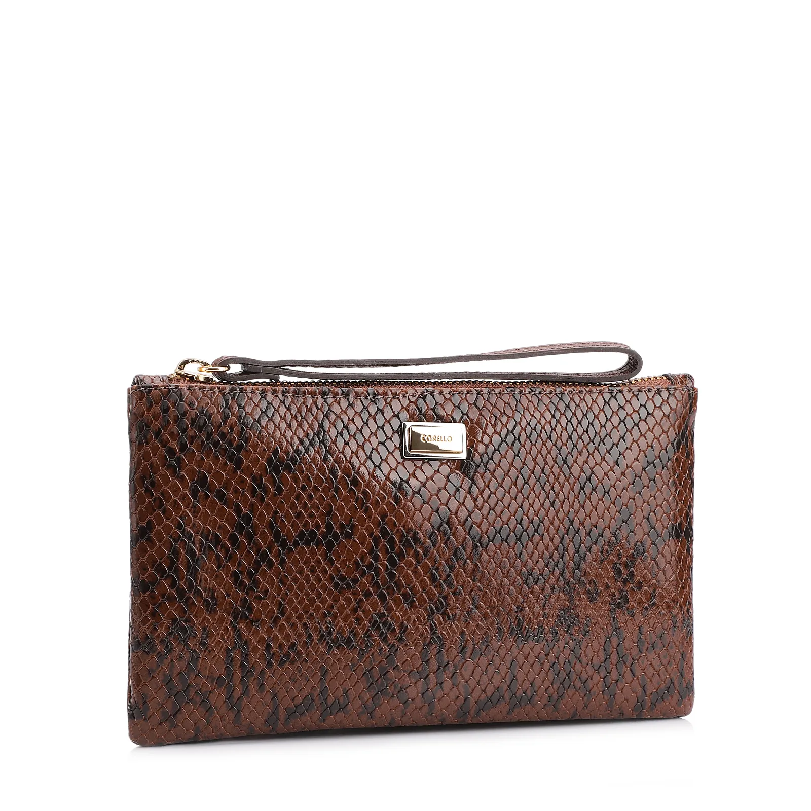 Bolsa Pequena Alt Python Marrom /Couro Marrom