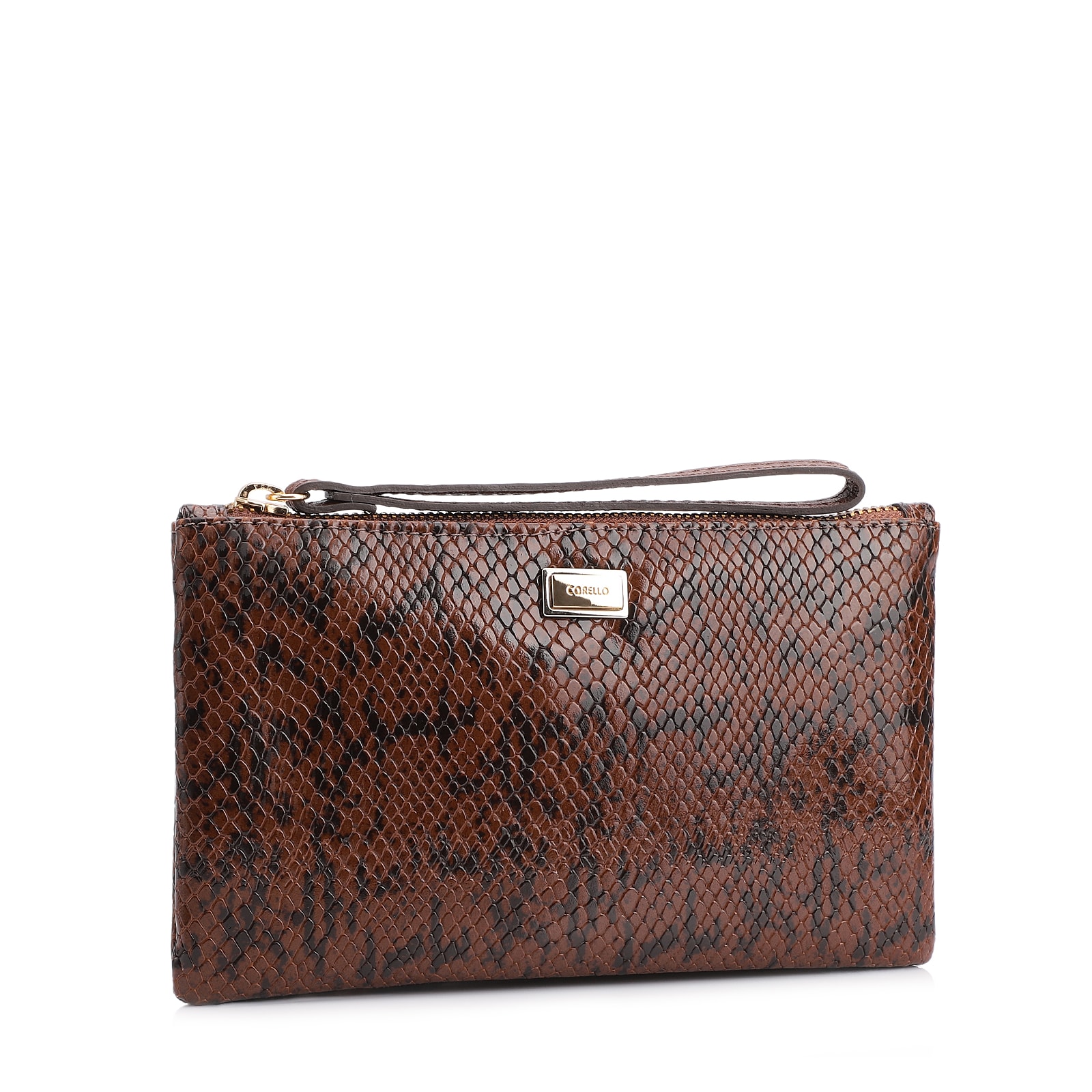 Bolsa Pequena Alt Python Marrom /Couro Marrom
