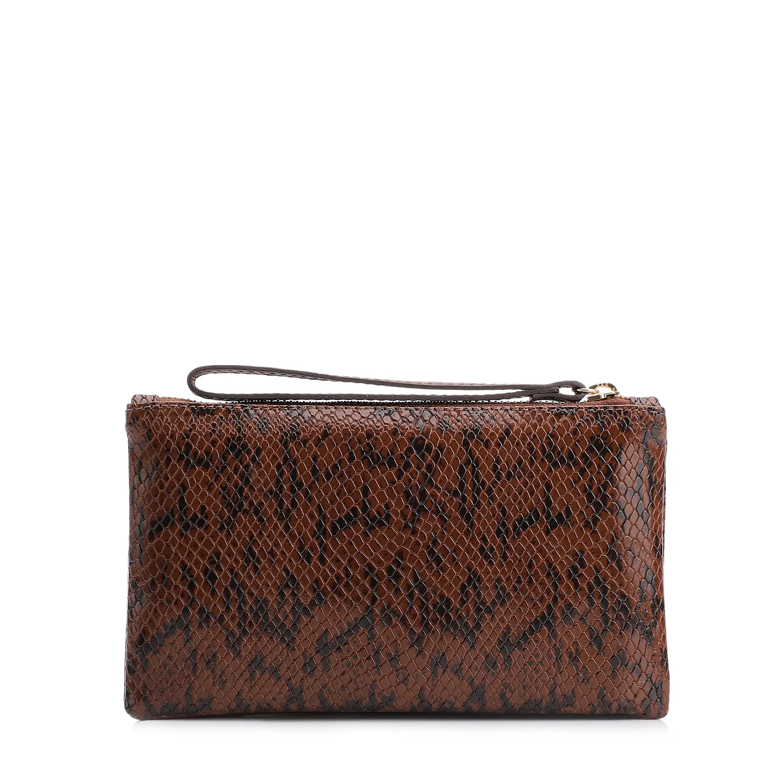 Bolsa Pequena Alt Python Marrom /Couro Marrom