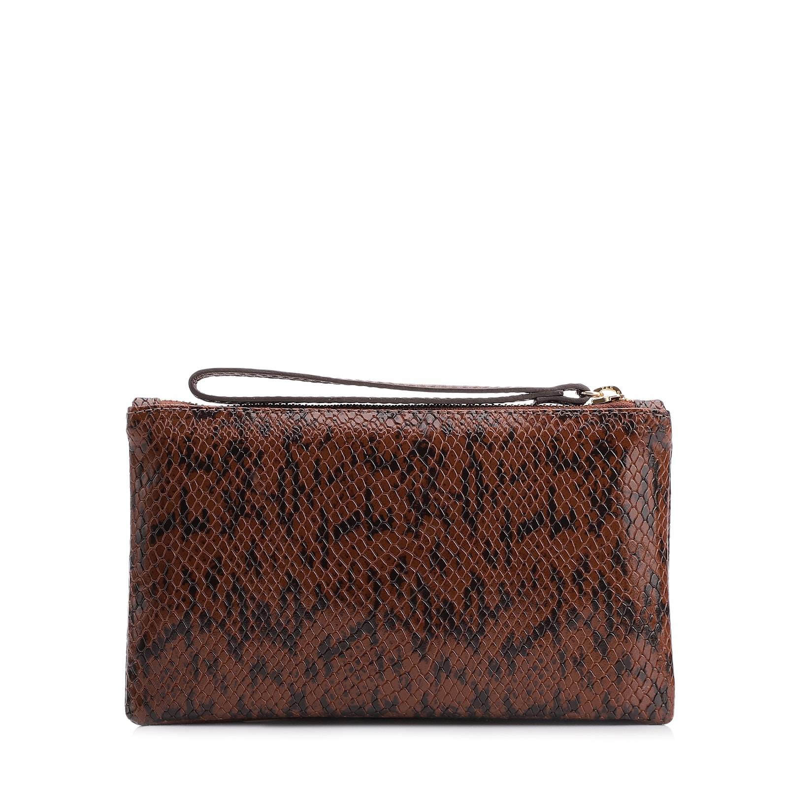 Bolsa Pequena Alt Python Marrom /Couro Marrom