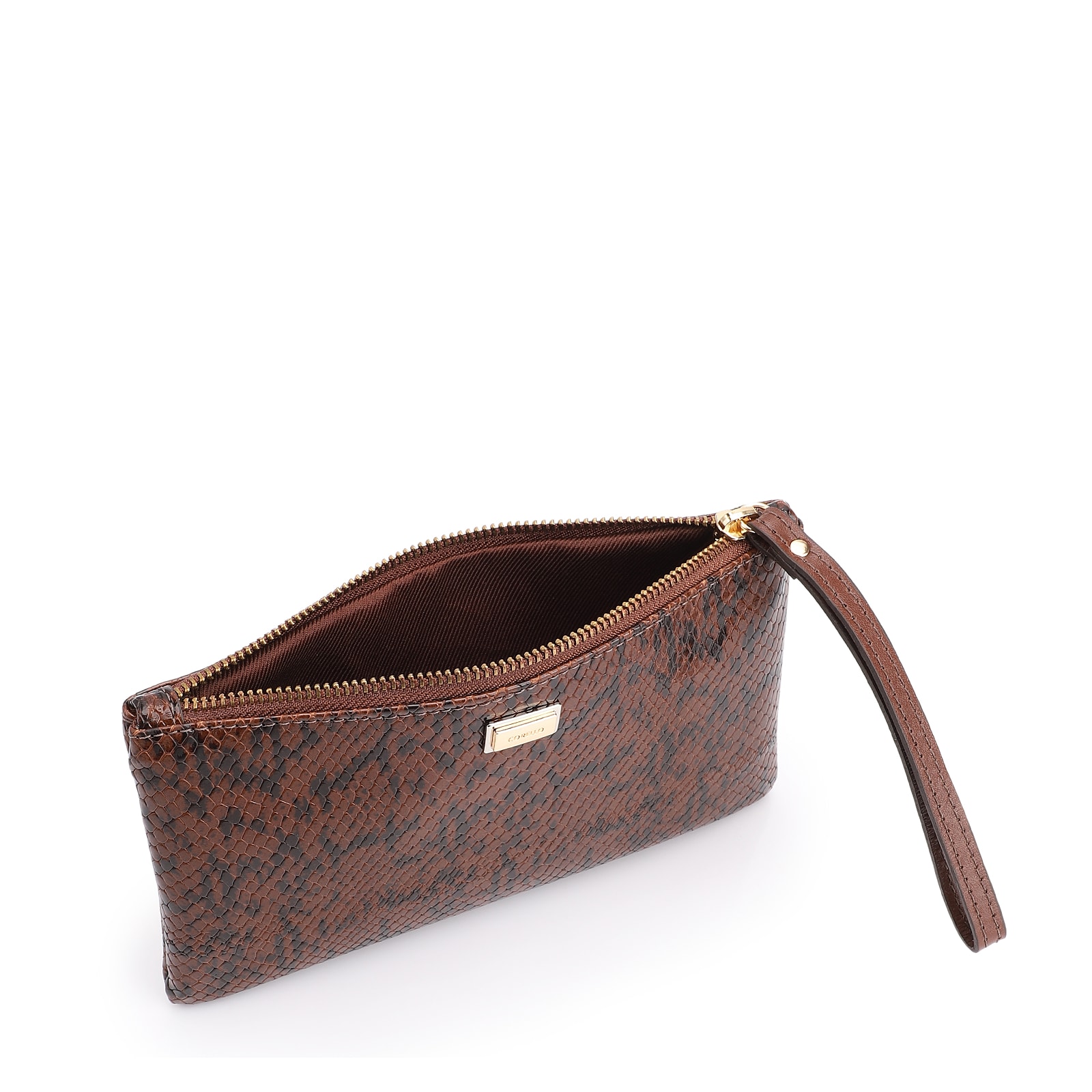 Bolsa Pequena Alt Python Marrom /Couro Marrom