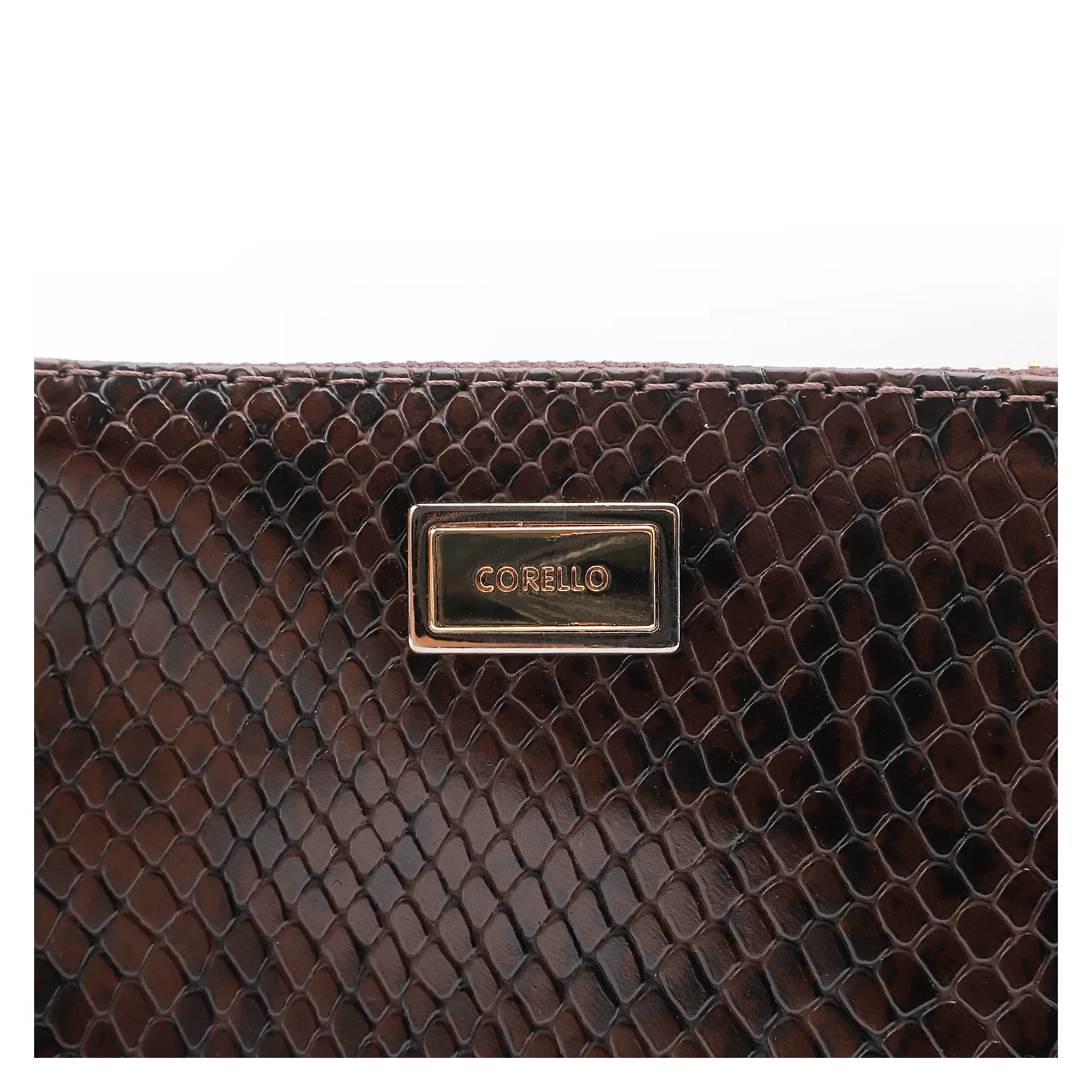 Bolsa Pequena Alt Python Marrom Escuro /Couro Marrom Escuro