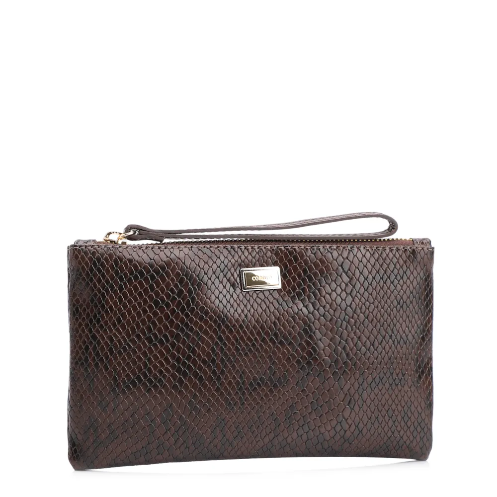 Bolsa Pequena Alt Python Marrom Escuro /Couro Marrom Escuro - imagem 2