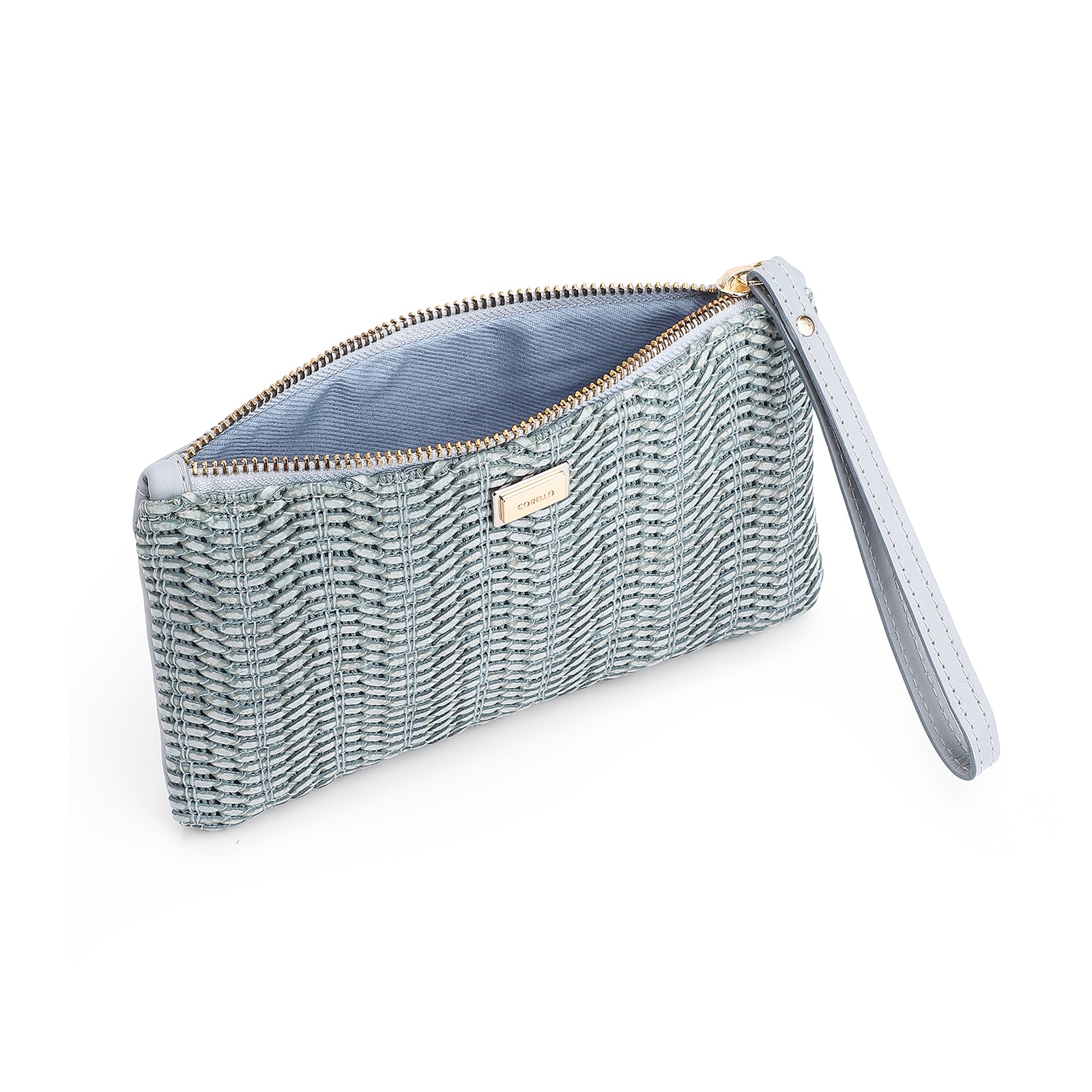 Bolsa Pequena Couro Azul Claro