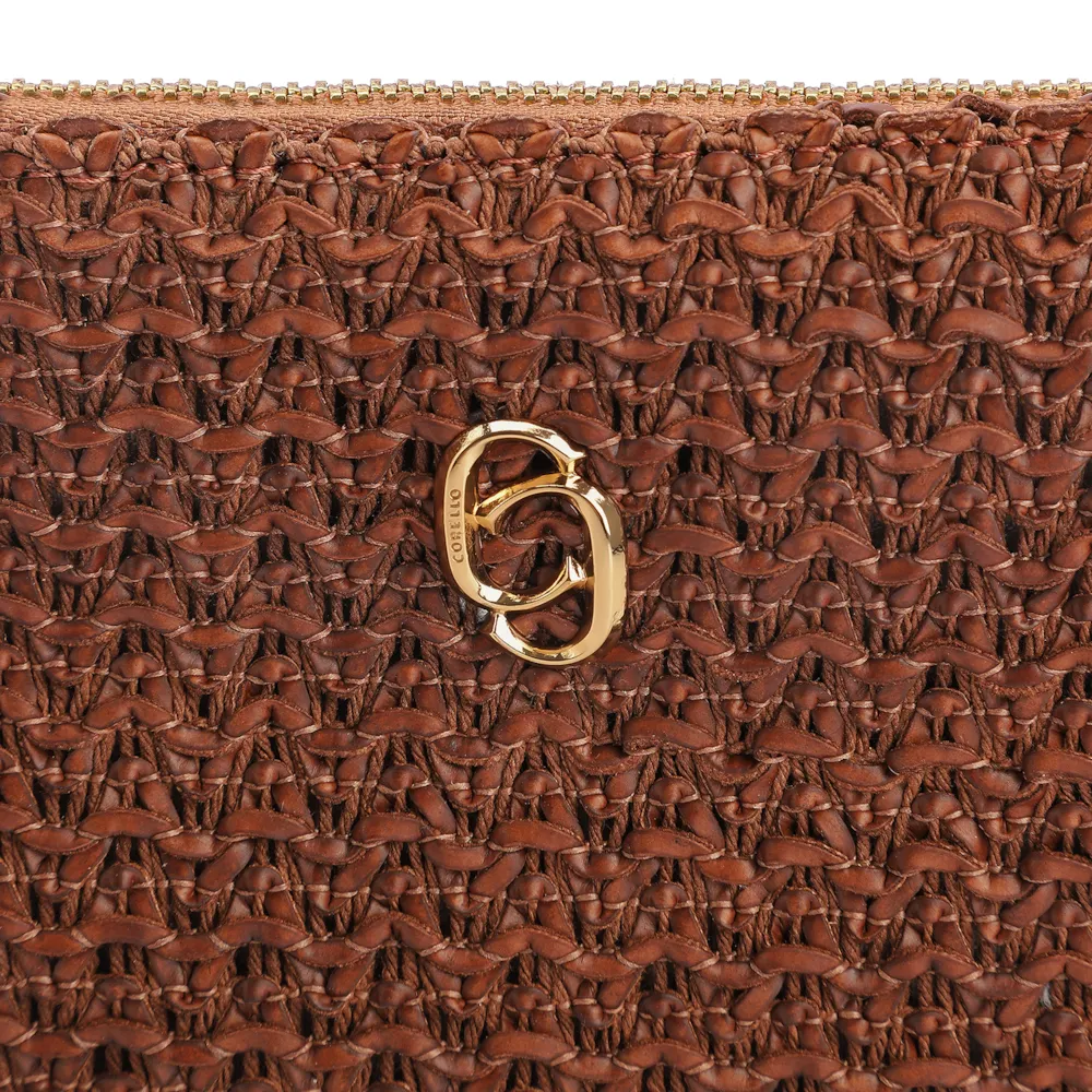 Bolsa Pequena Couro Crochet Marrom - imagem 5