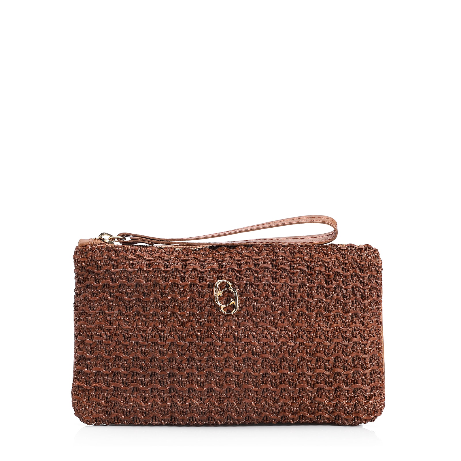 Bolsa Pequena Couro Crochet Marrom