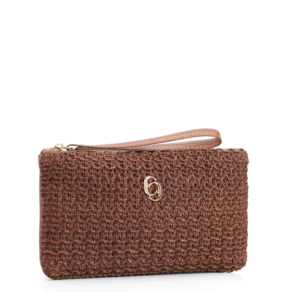Bolsa Pequena Couro Crochet Marrom - imagem 2