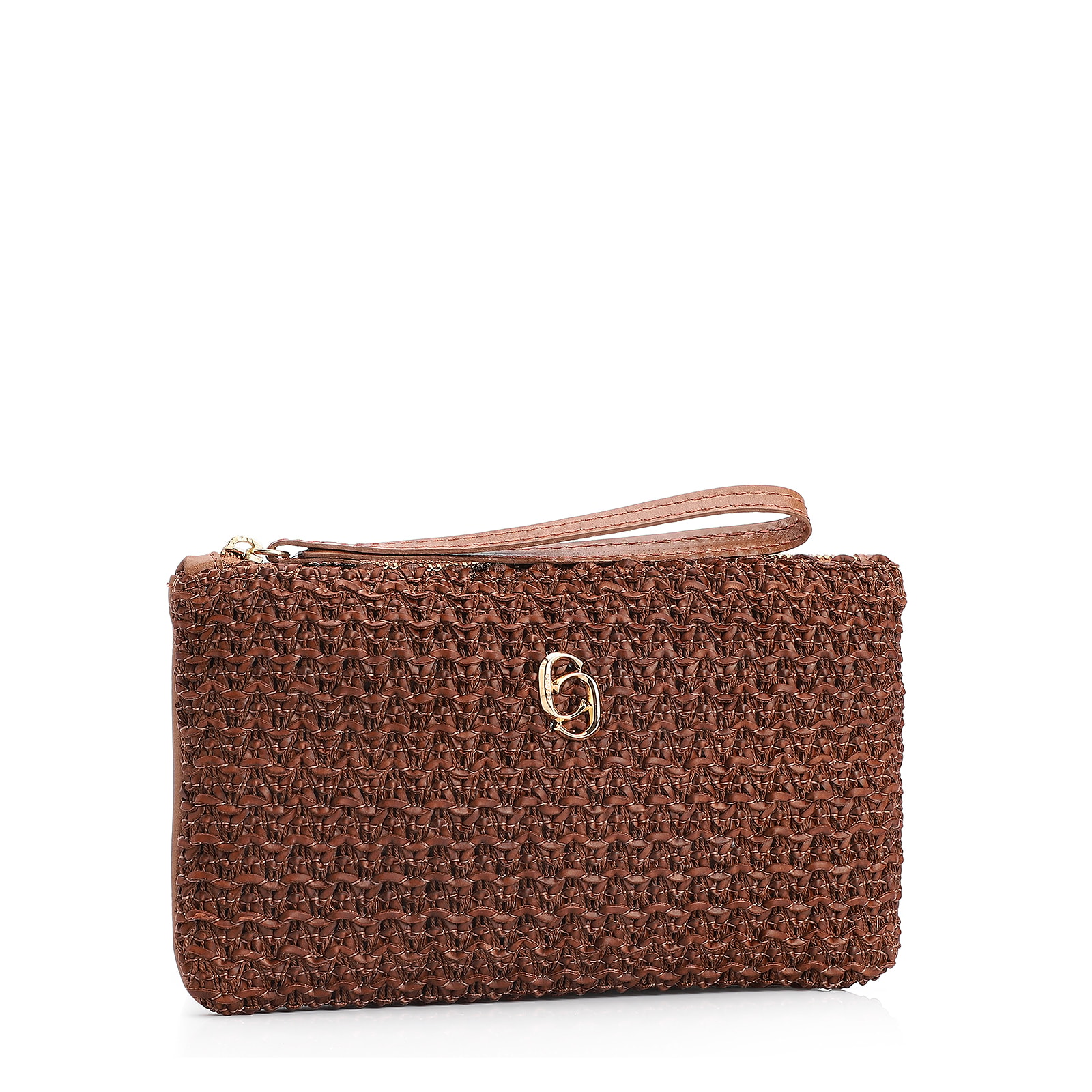 Bolsa Pequena Couro Crochet Marrom