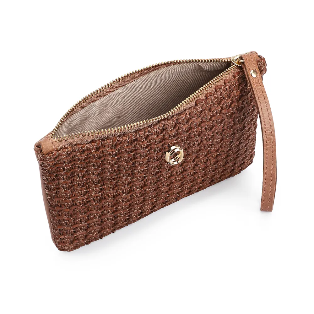 Bolsa Pequena Couro Crochet Marrom - imagem 4