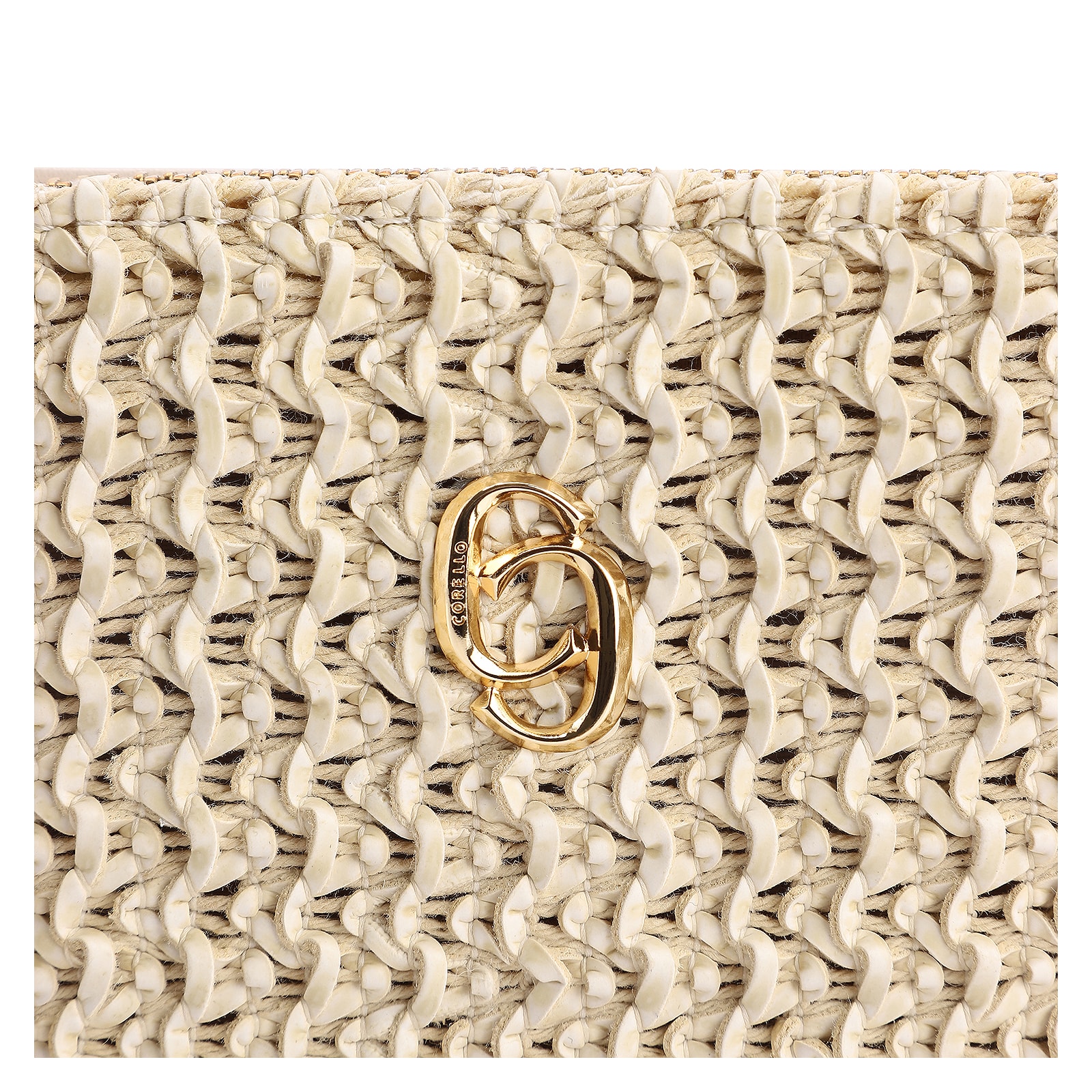 Bolsa Pequena Couro Crochet Off White