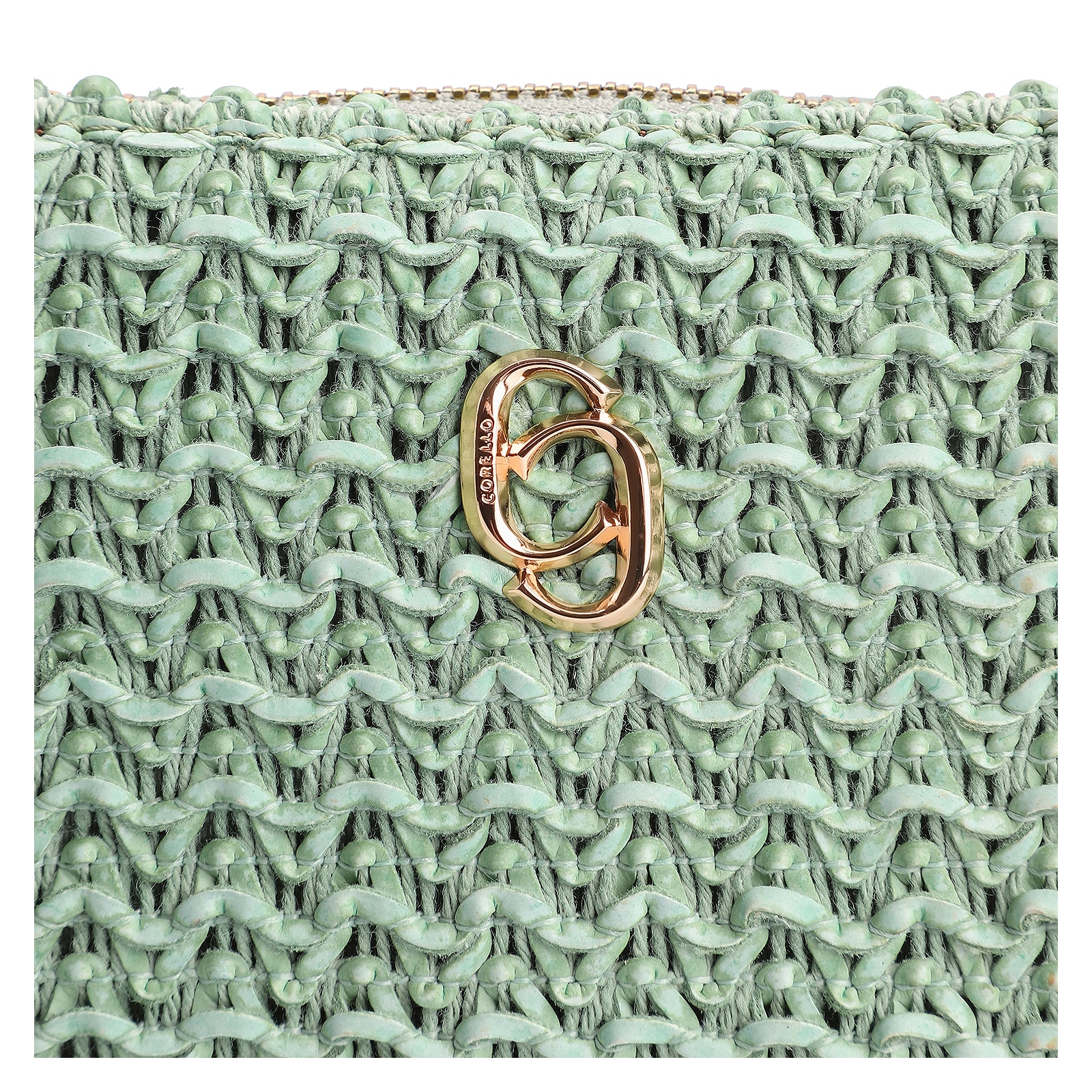 Bolsa Pequena Couro Crochet Verde