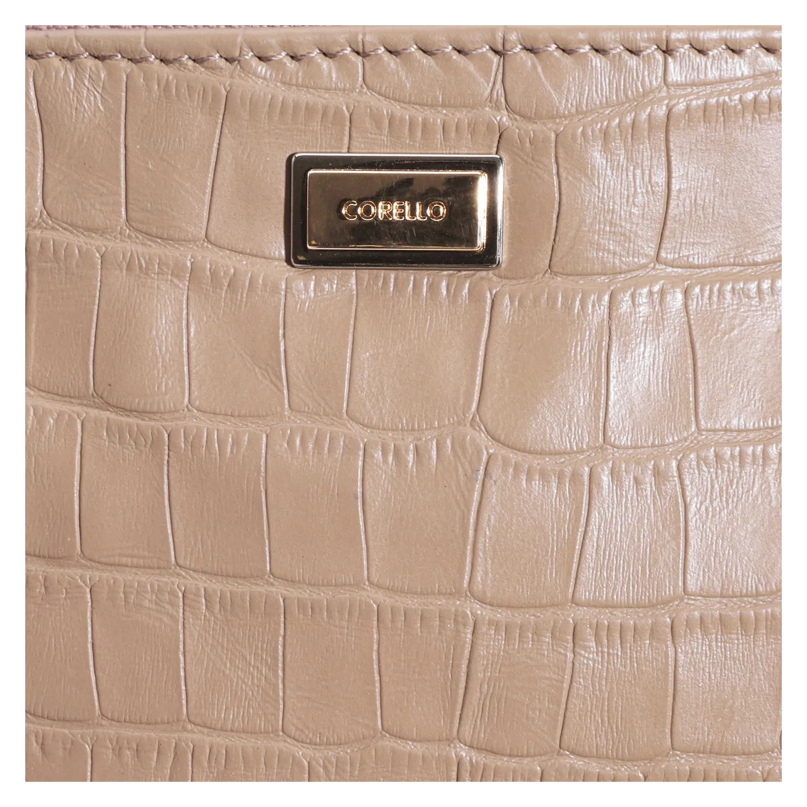 Bolsa Pequena Couro Croco Bege
