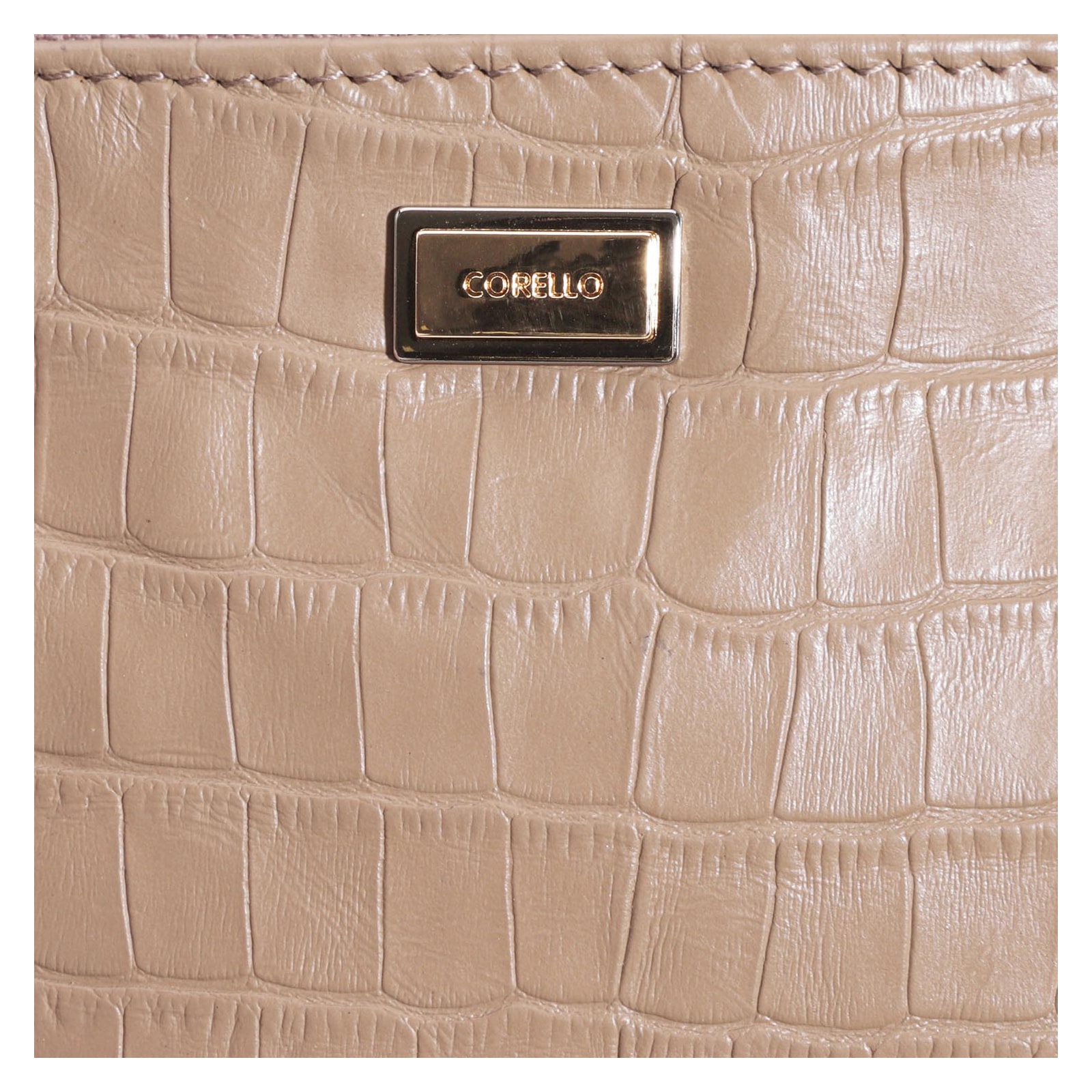 Bolsa Pequena Couro Croco Bege
