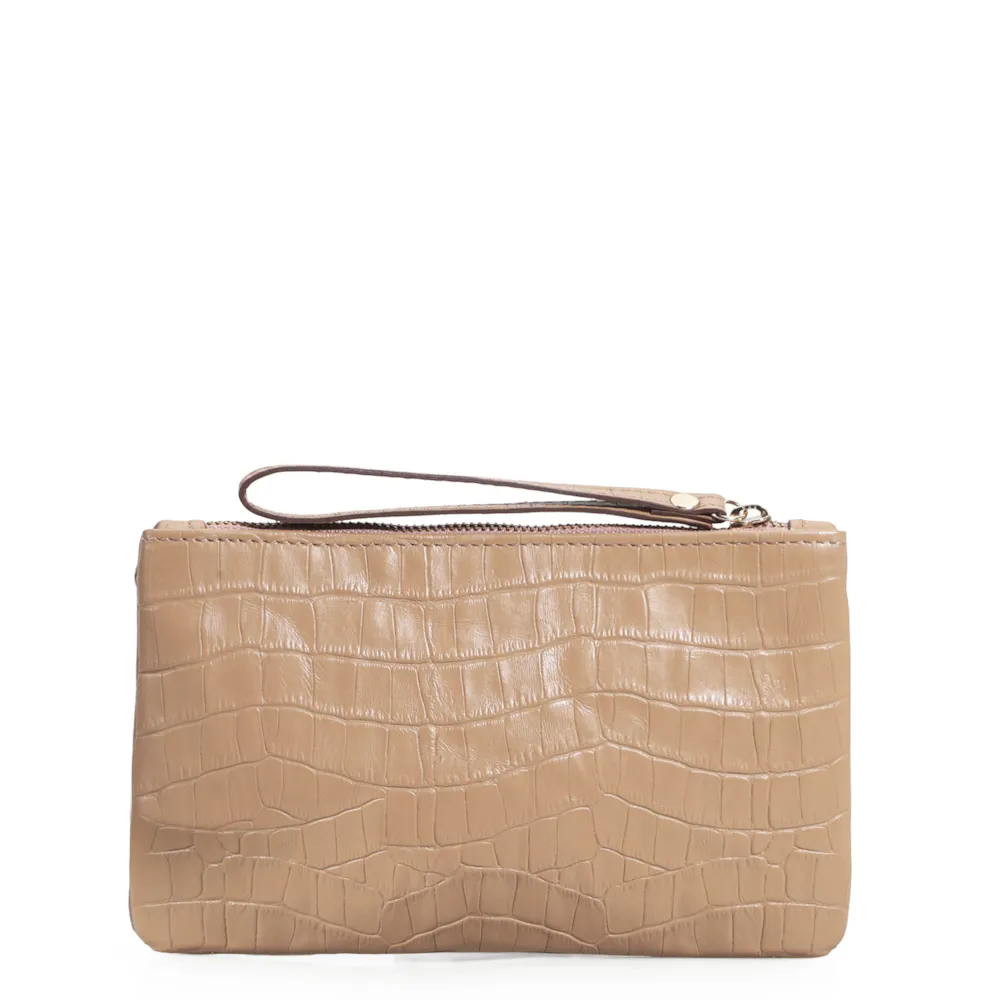 Bolsa Pequena Couro Croco Bege - imagem 3