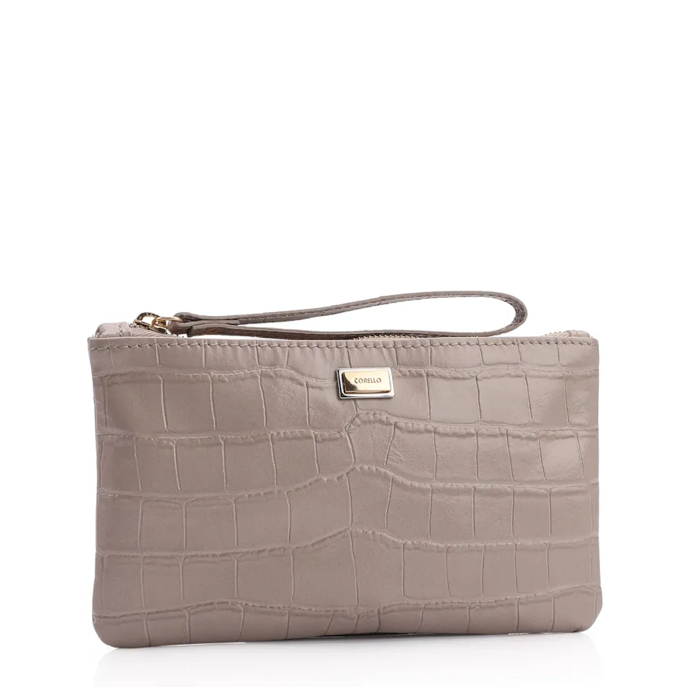 Bolsa Pequena Couro Croco Bege - imagem 2