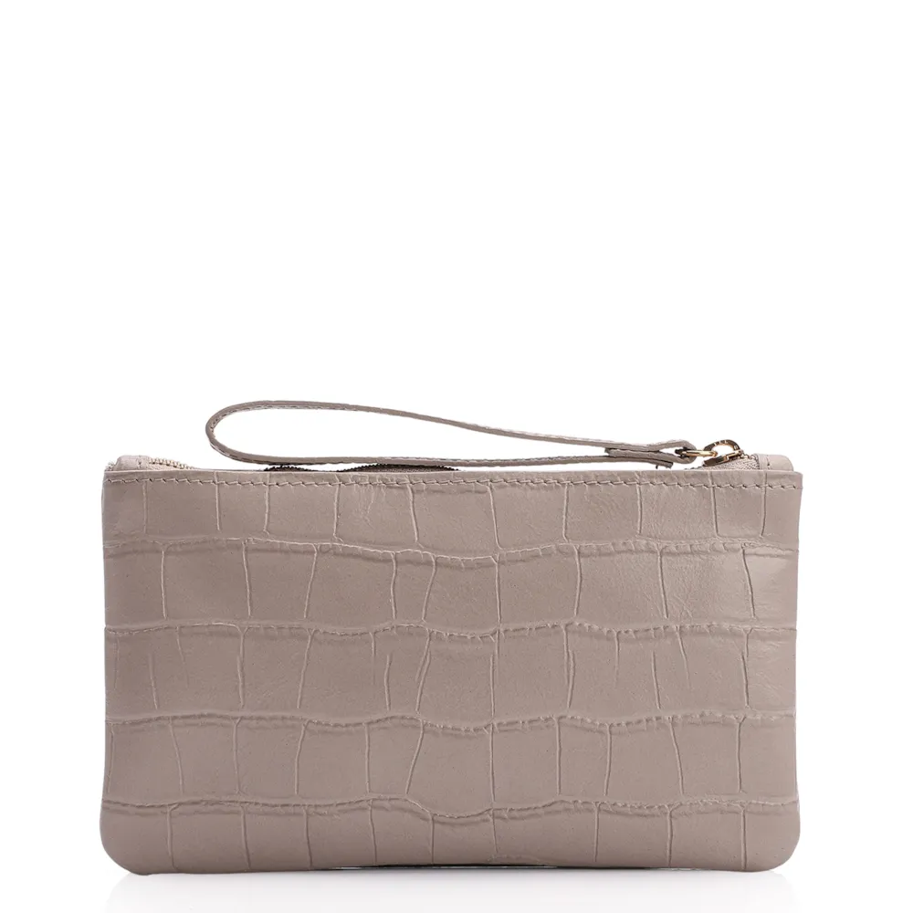 Bolsa Pequena Couro Croco Bege - imagem 3