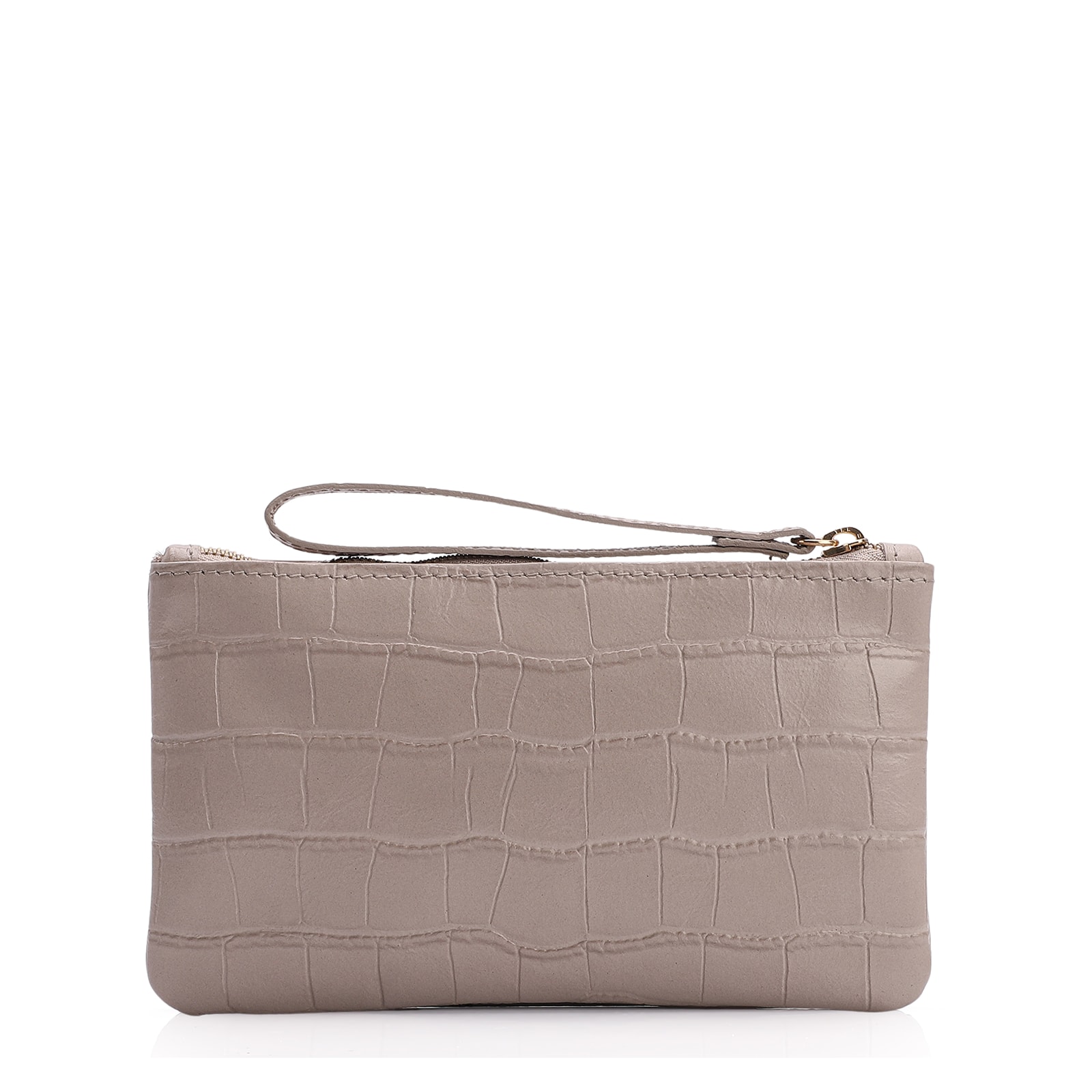 Bolsa Pequena Couro Croco Bege