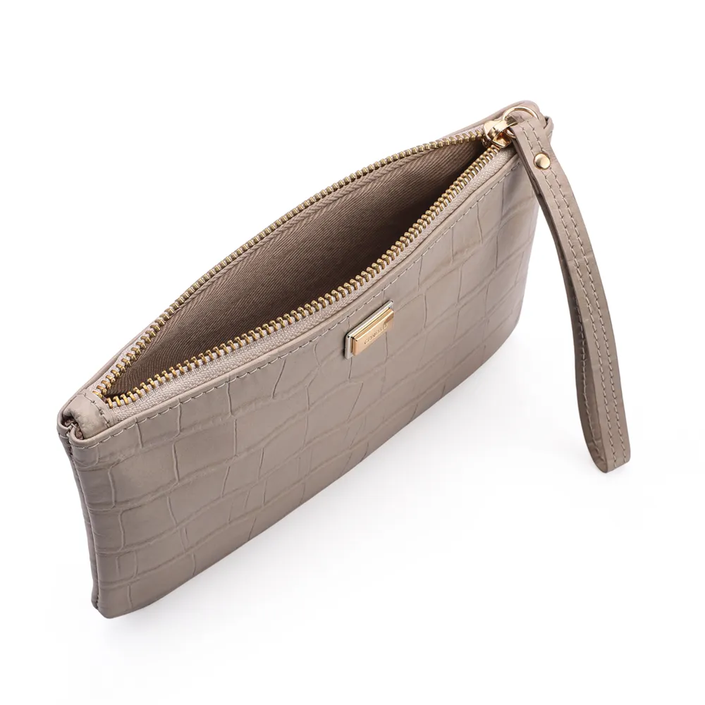 Bolsa Pequena Couro Croco Bege - imagem 4