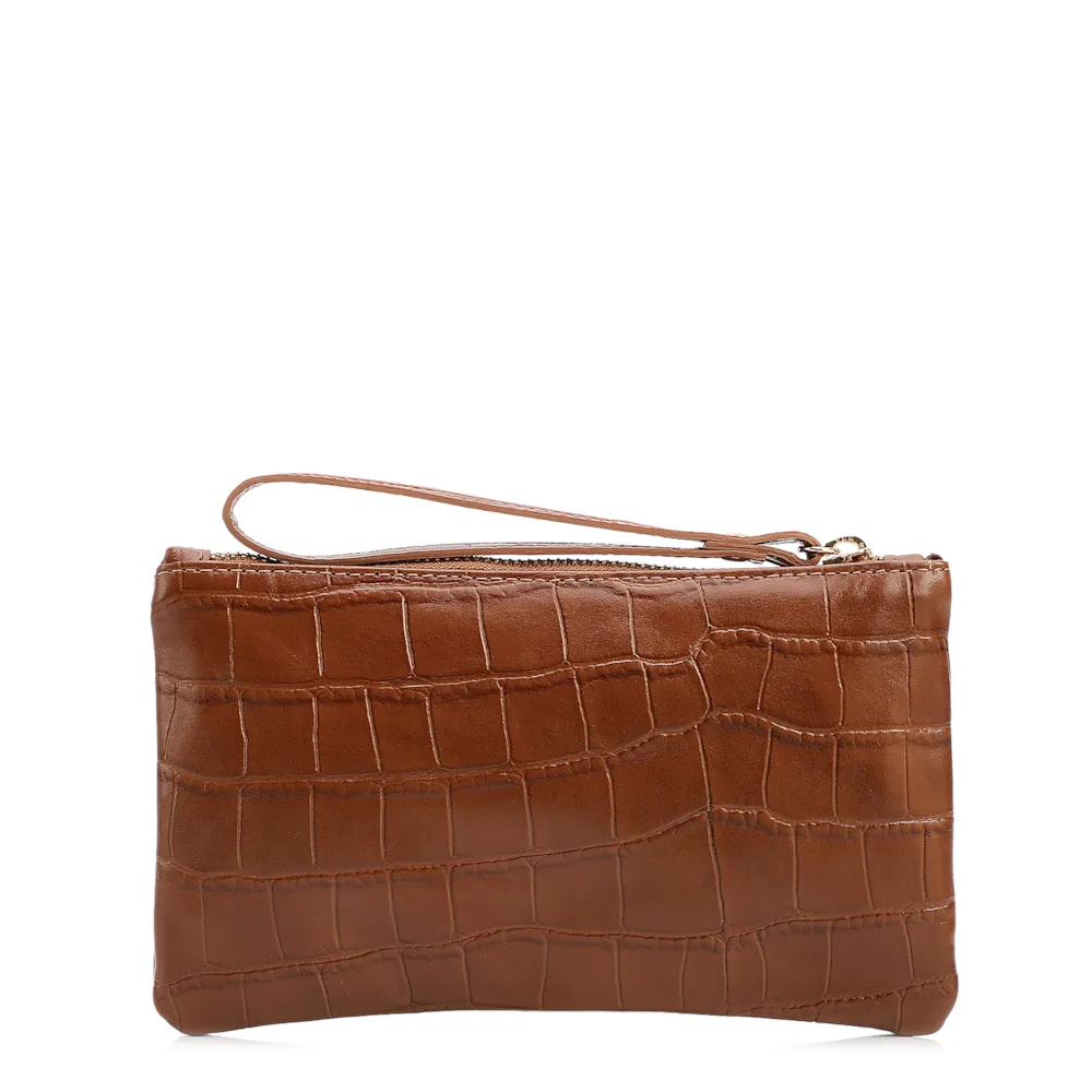 Bolsa Pequena Couro Croco Caramelo - imagem 3
