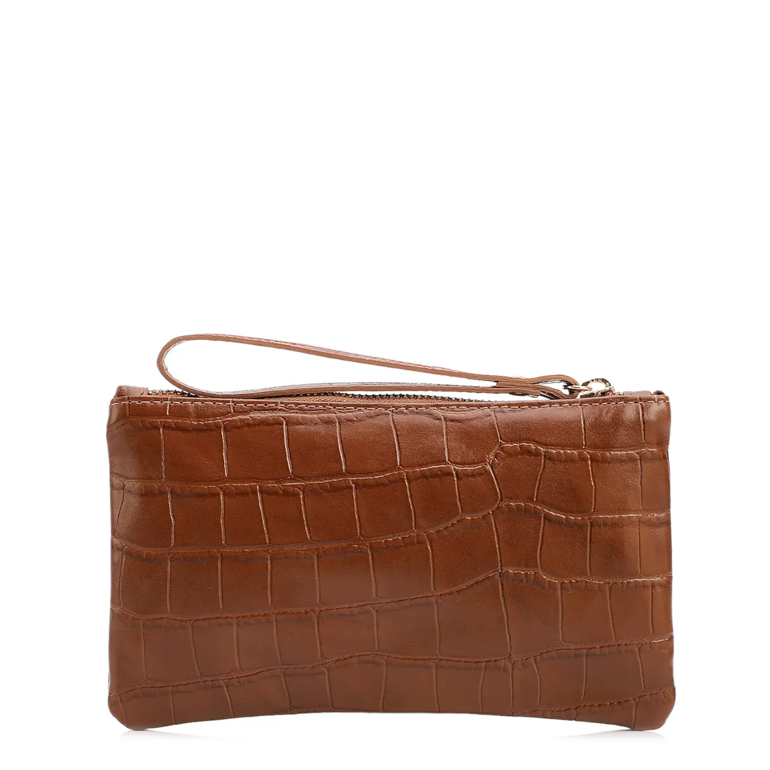 Bolsa Pequena Couro Croco Caramelo - foto 3