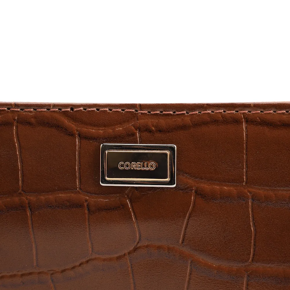 Bolsa Pequena Couro Croco Caramelo - imagem 5