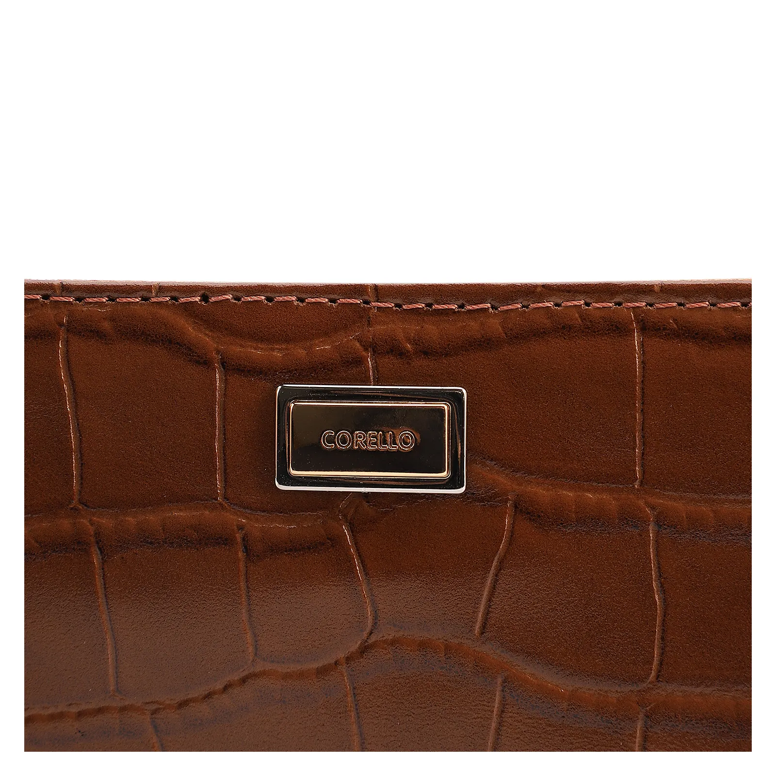 Bolsa Pequena Couro Croco Caramelo