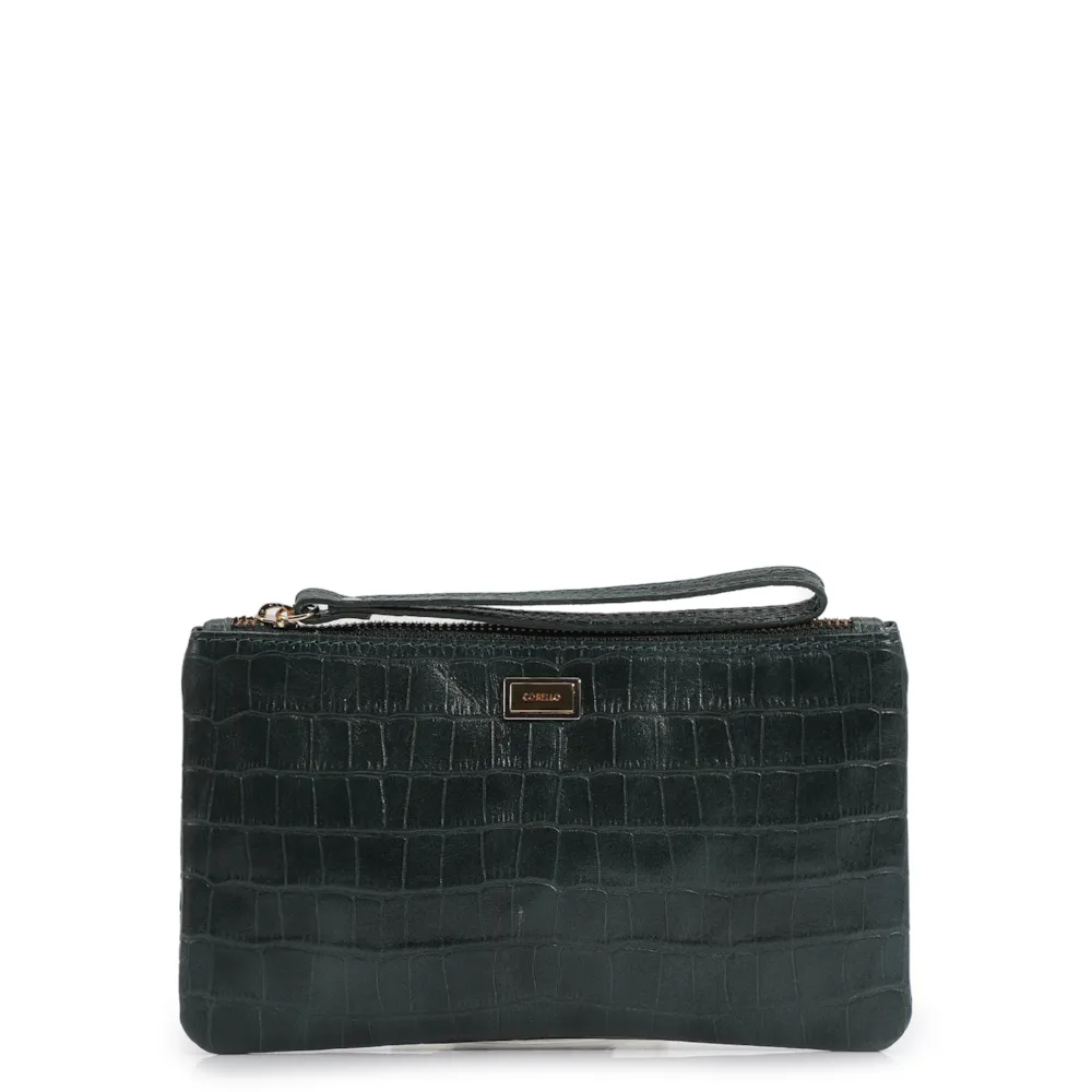 Bolsa Pequena Couro Croco Forest