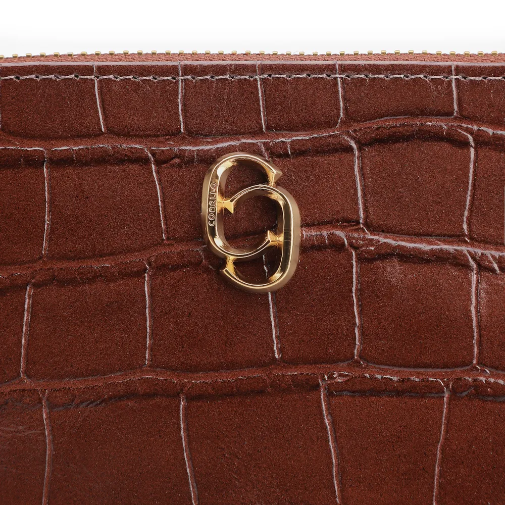 Bolsa Pequena Couro Croco Marrom - imagem 5