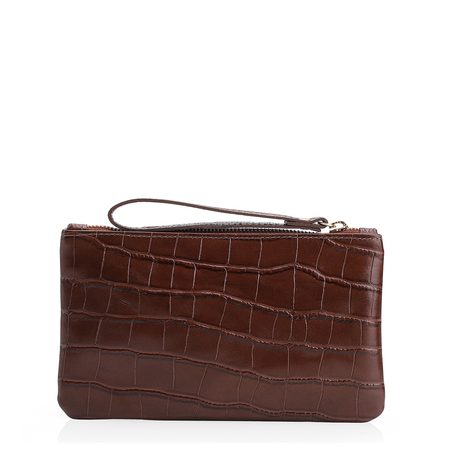 Bolsa Pequena Couro Croco Marrom
