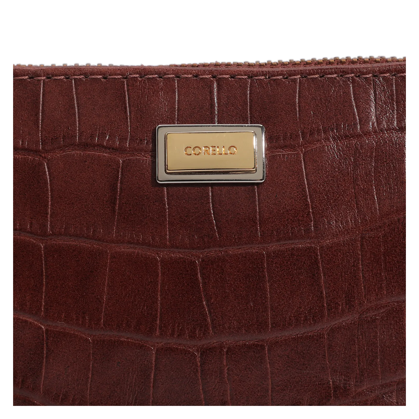 Bolsa Pequena Couro Croco Marrom