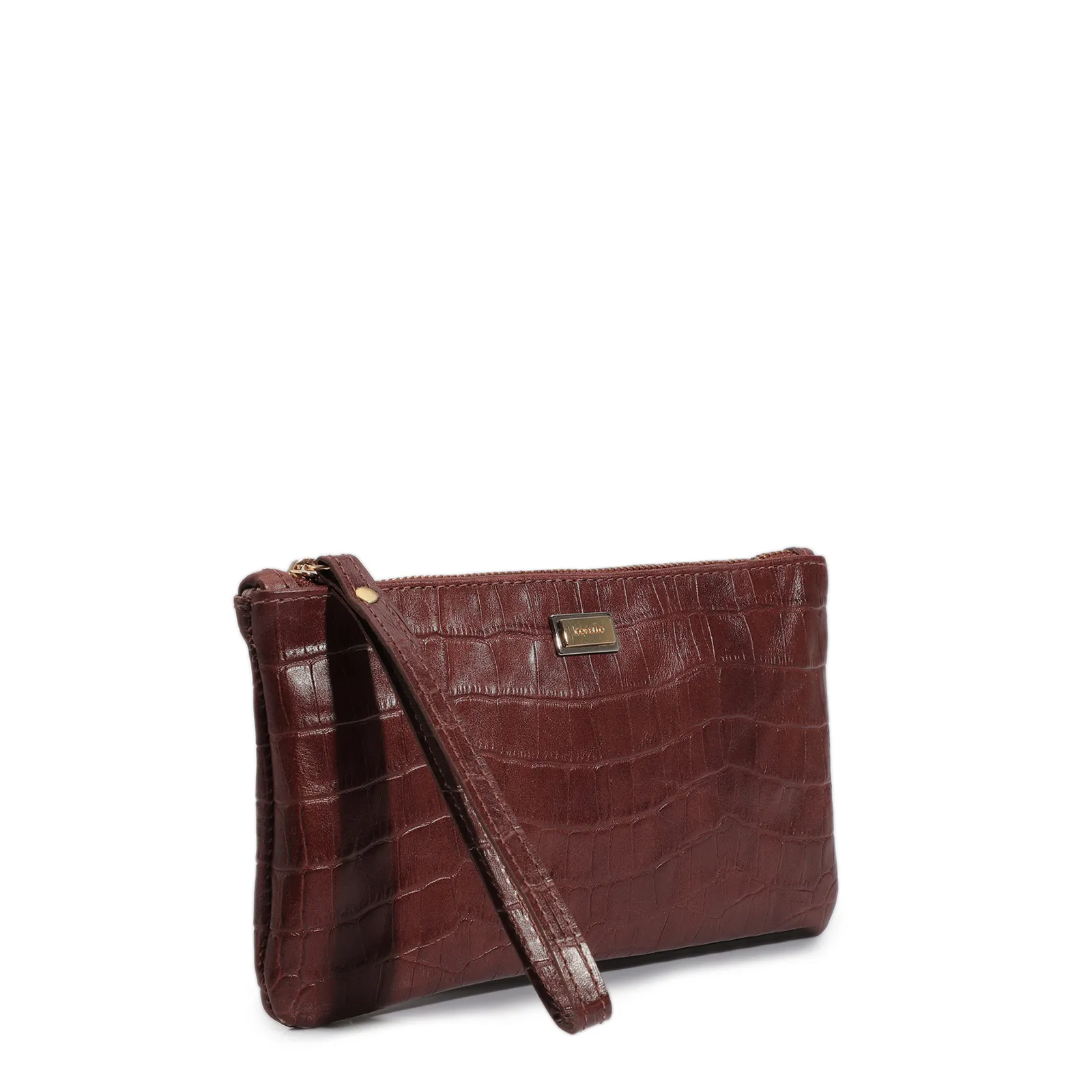 Bolsa Pequena Couro Croco Marrom