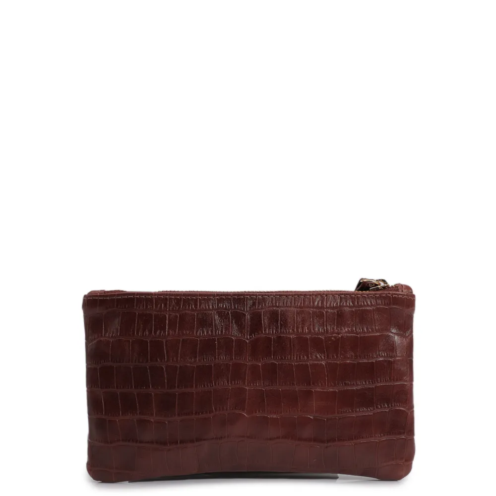 Bolsa Pequena Couro Croco Marrom - imagem 3