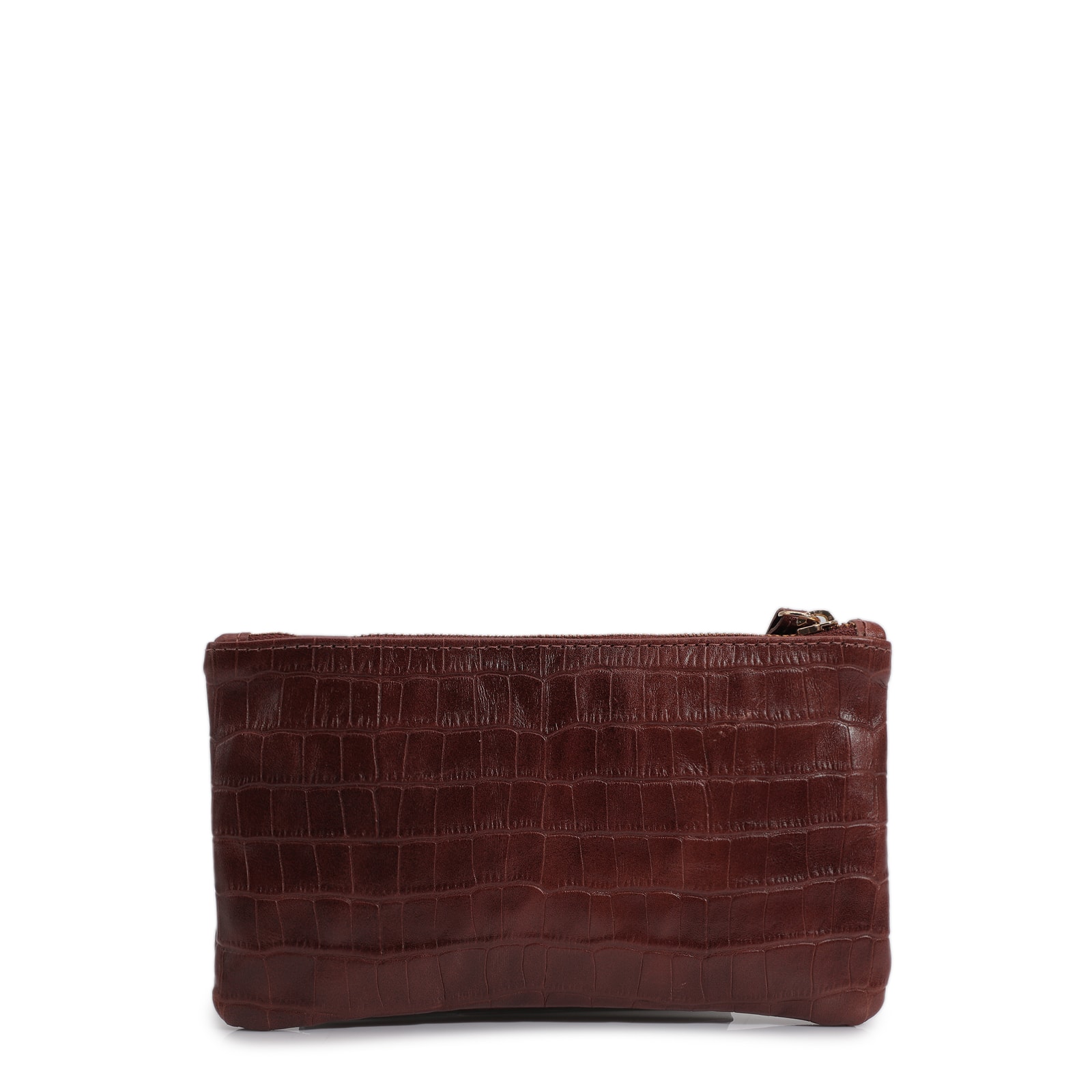 Bolsa Pequena Couro Croco Marrom