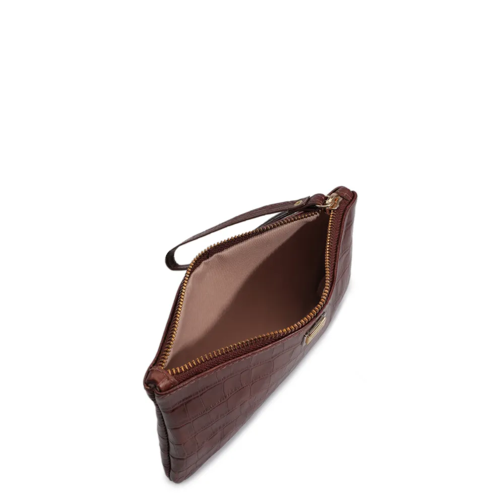 Bolsa Pequena Couro Croco Marrom - imagem 4