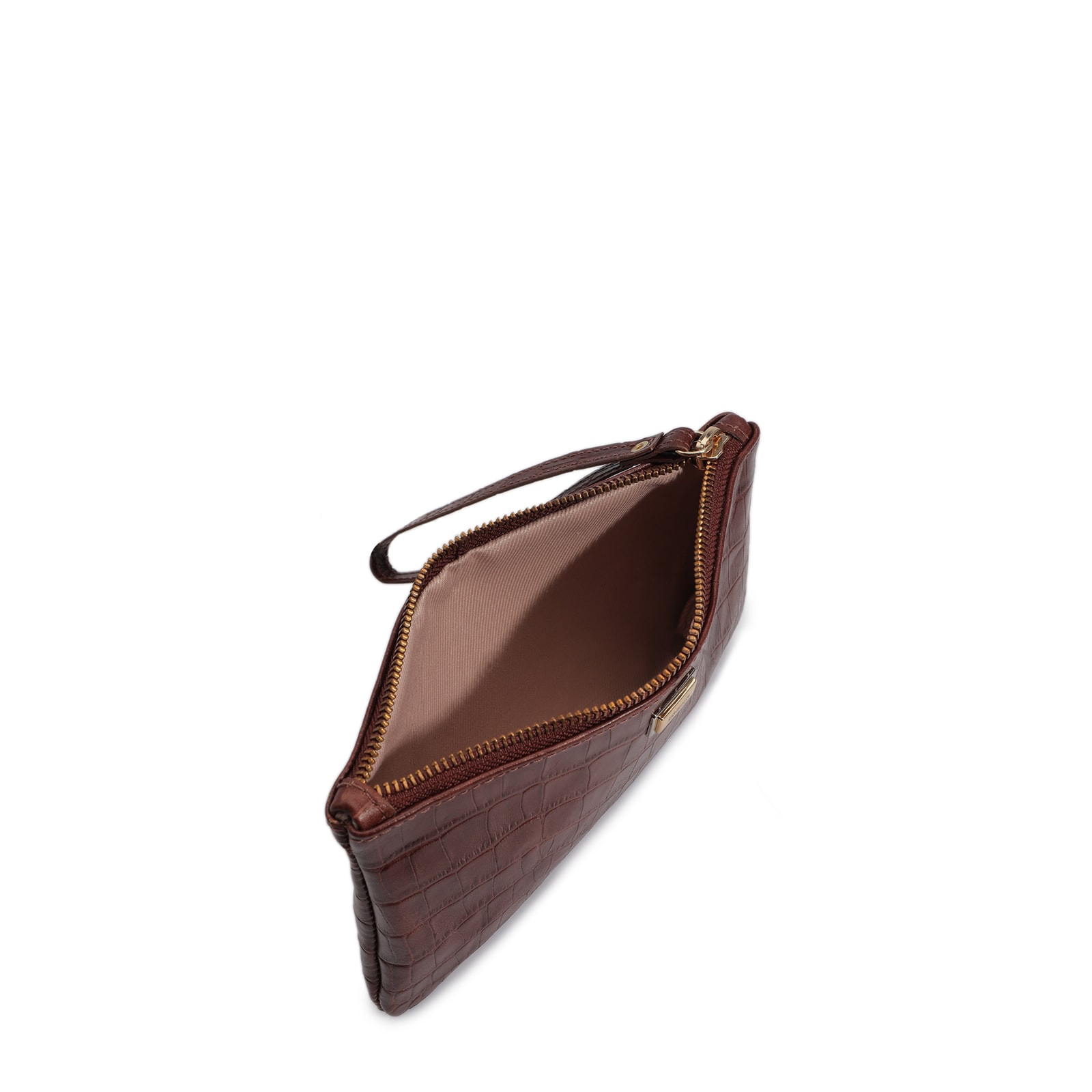 Bolsa Pequena Couro Croco Marrom