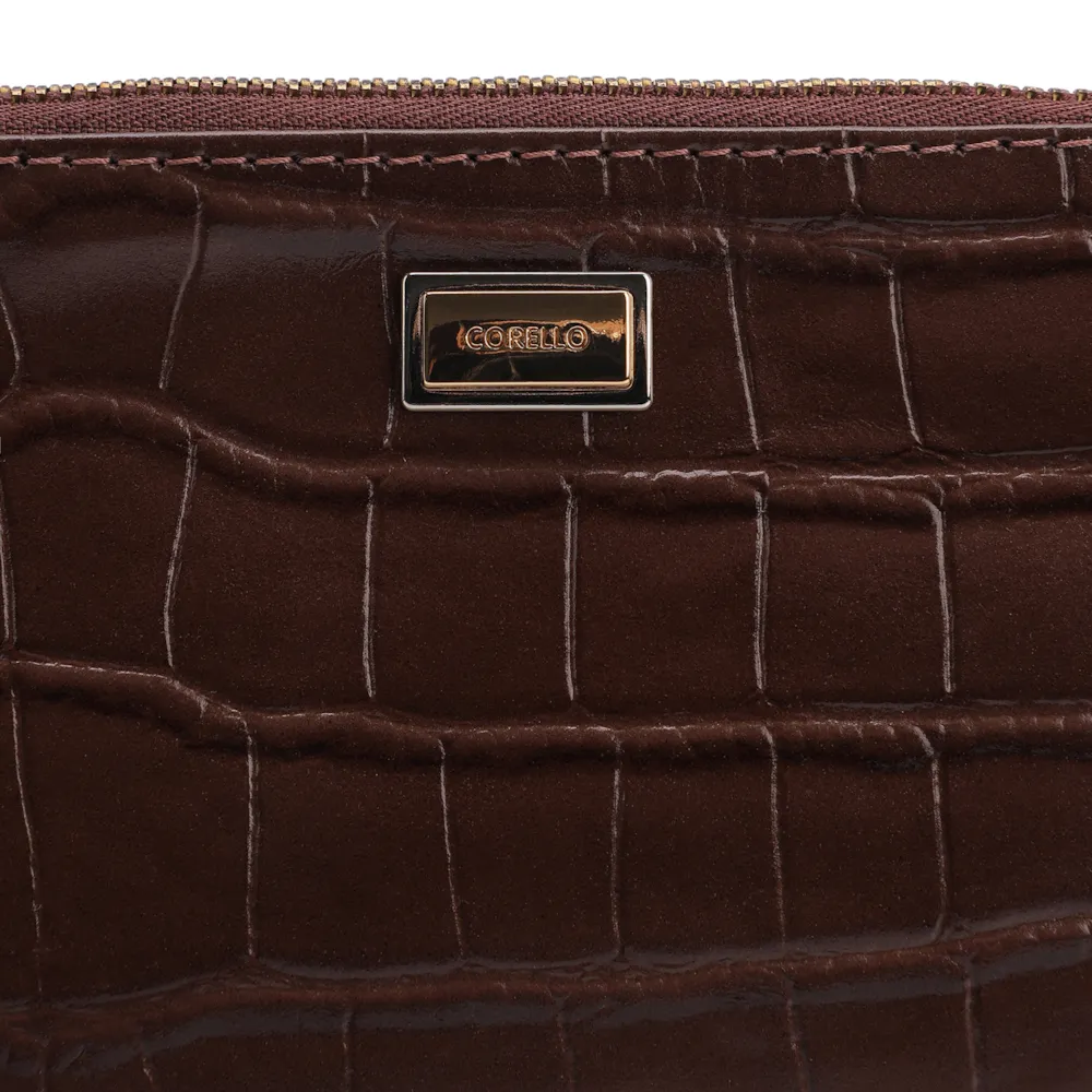 Bolsa Pequena Couro Croco Marrom - imagem 5