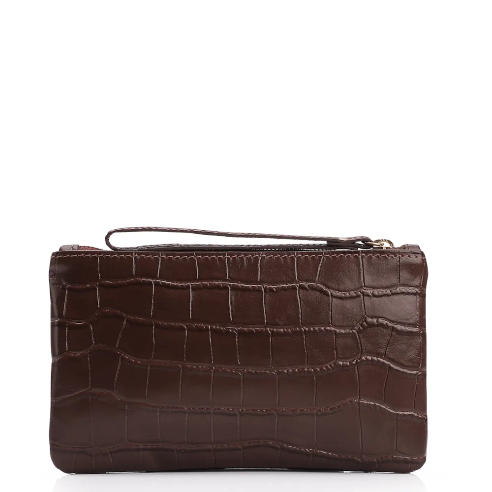 Bolsa Pequena Couro Croco Marrom - imagem 3