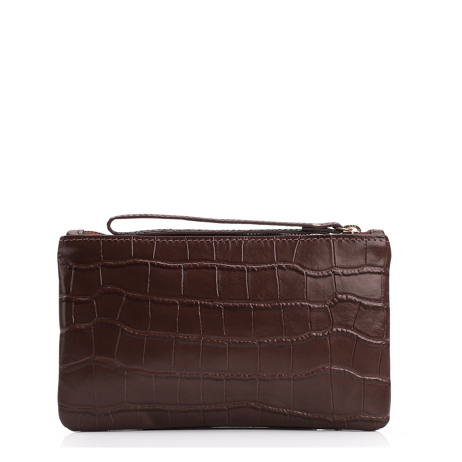 Bolsa Pequena Couro Croco Marrom