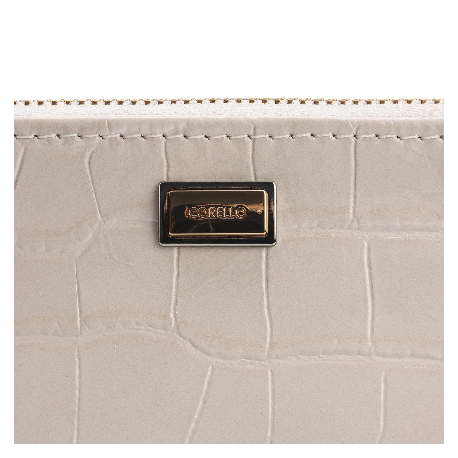 Bolsa Pequena Couro Croco Off White