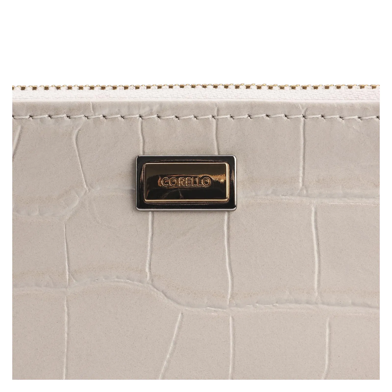 Bolsa Pequena Couro Croco Off White