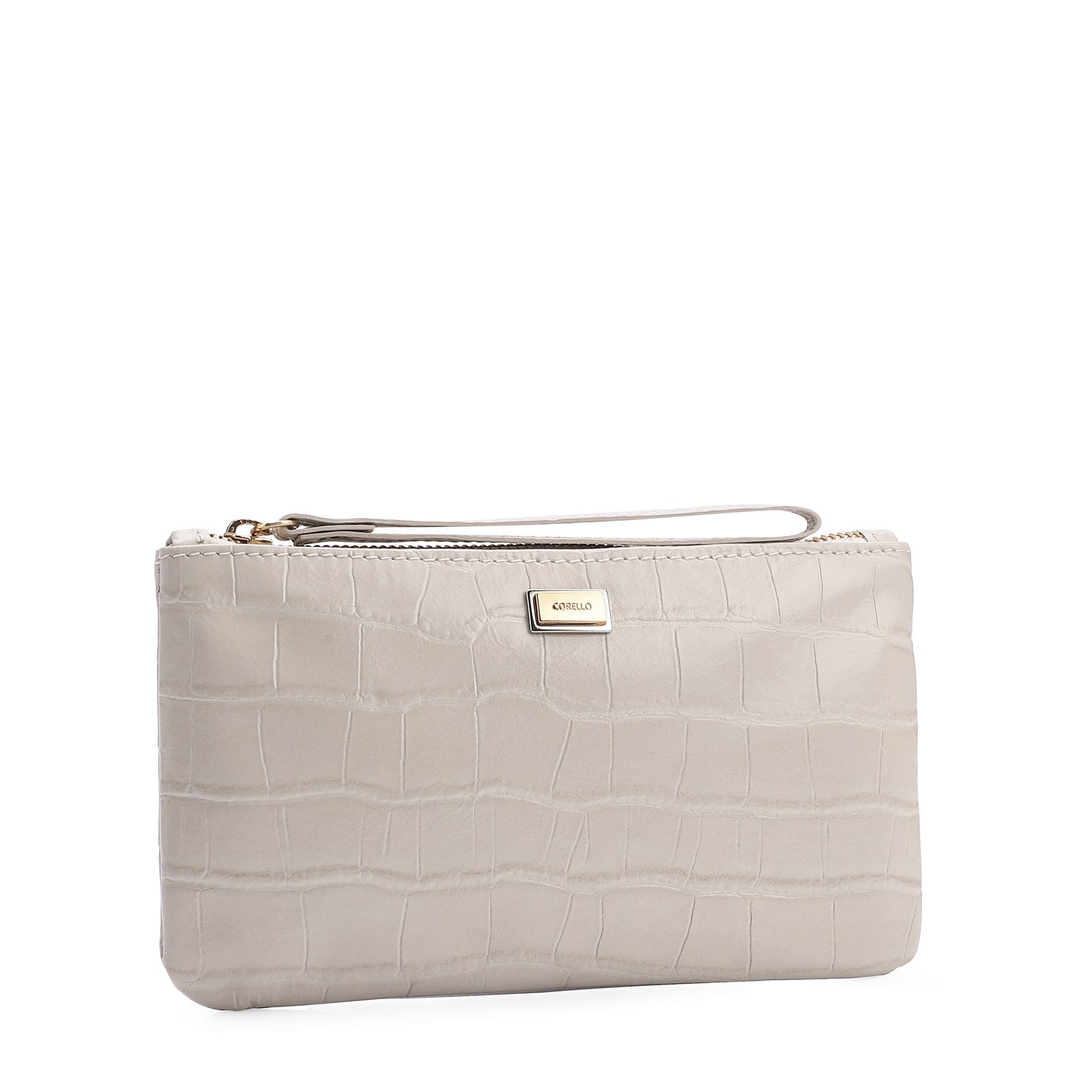 Bolsa Pequena Couro Croco Off White