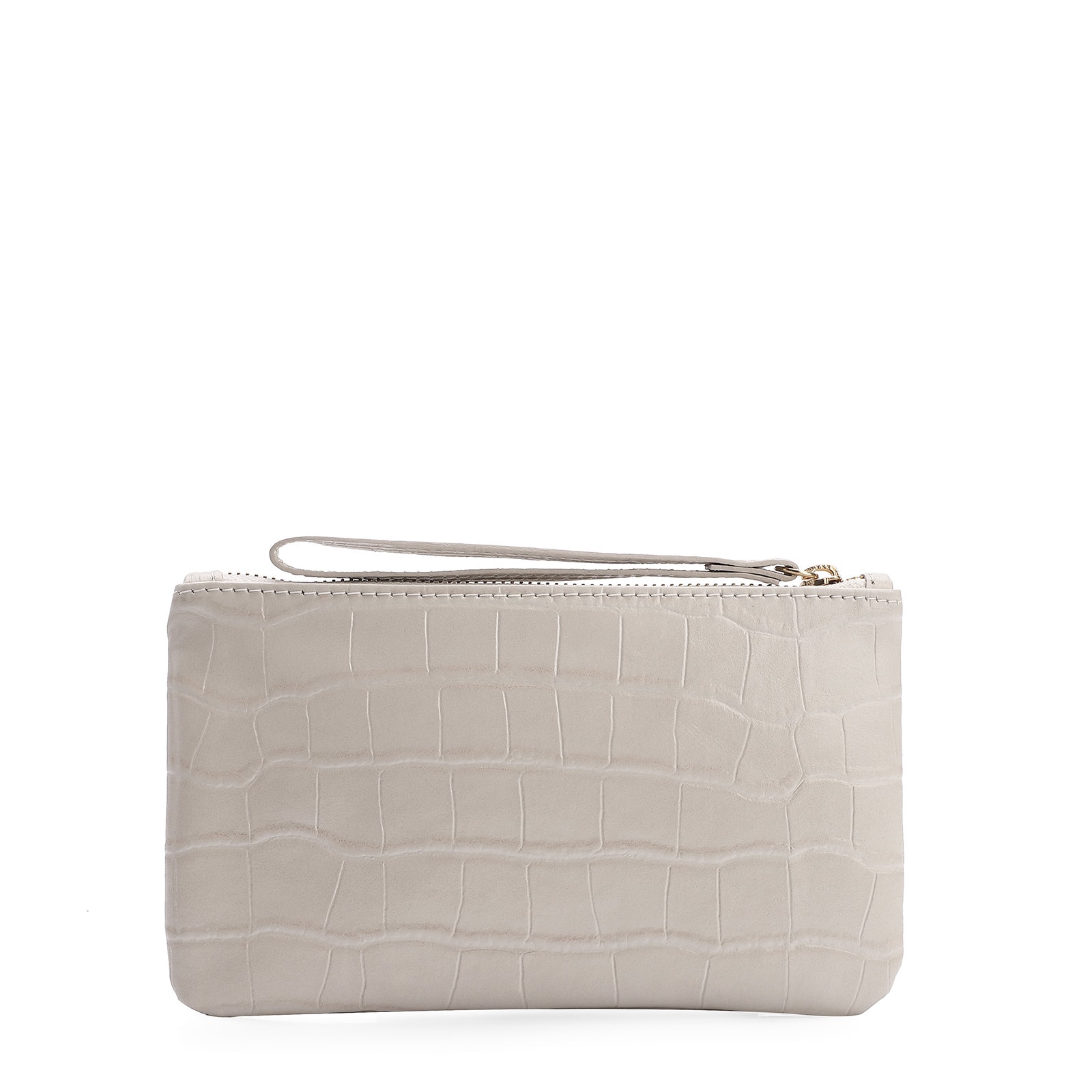 Bolsa Pequena Couro Croco Off White