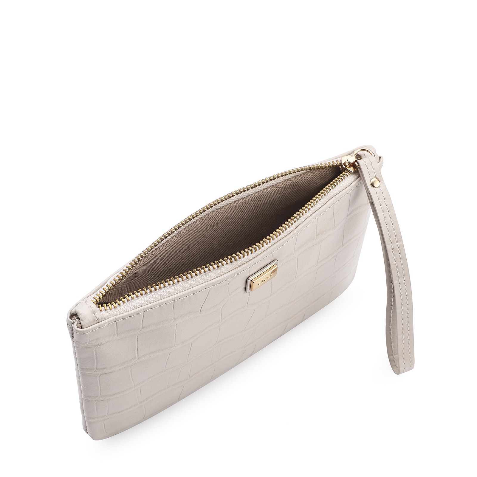Bolsa Pequena Couro Croco Off White