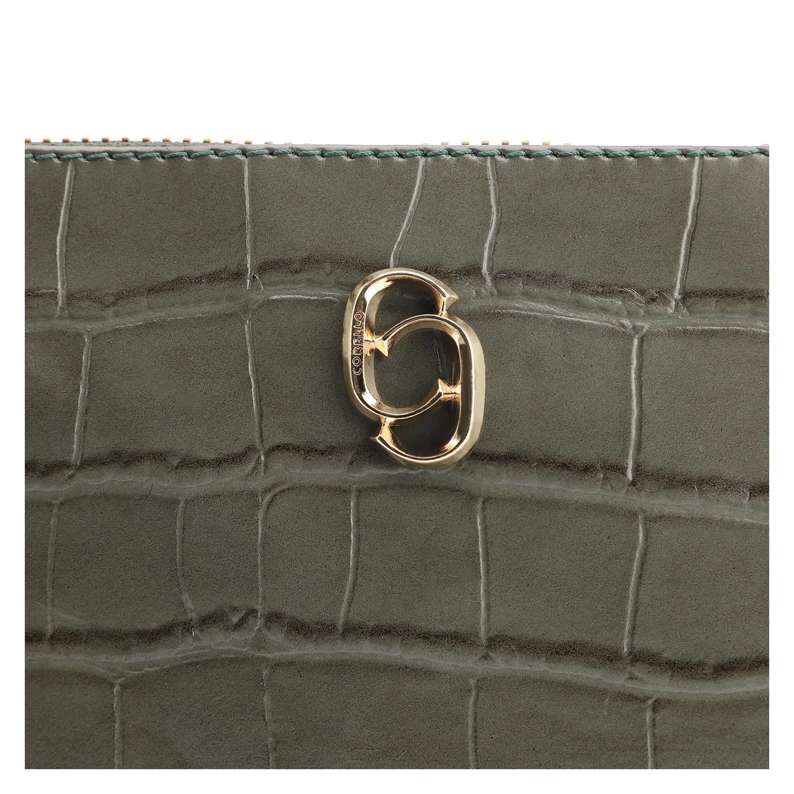 Bolsa Pequena Couro Croco Verde