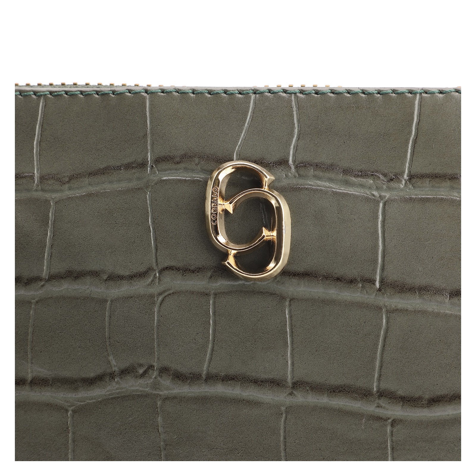 Bolsa Pequena Couro Croco Verde
