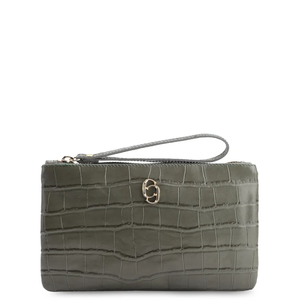 Bolsa Pequena Couro Croco Verde