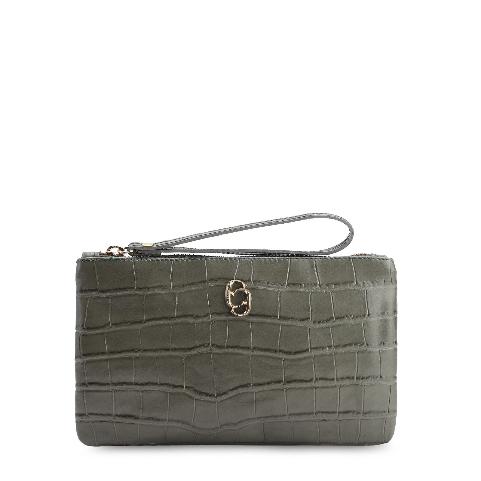 Bolsa Pequena Couro Croco Verde