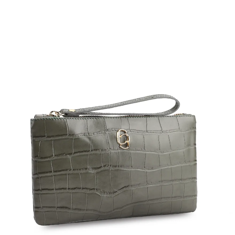 Bolsa Pequena Couro Croco Verde - imagem 2