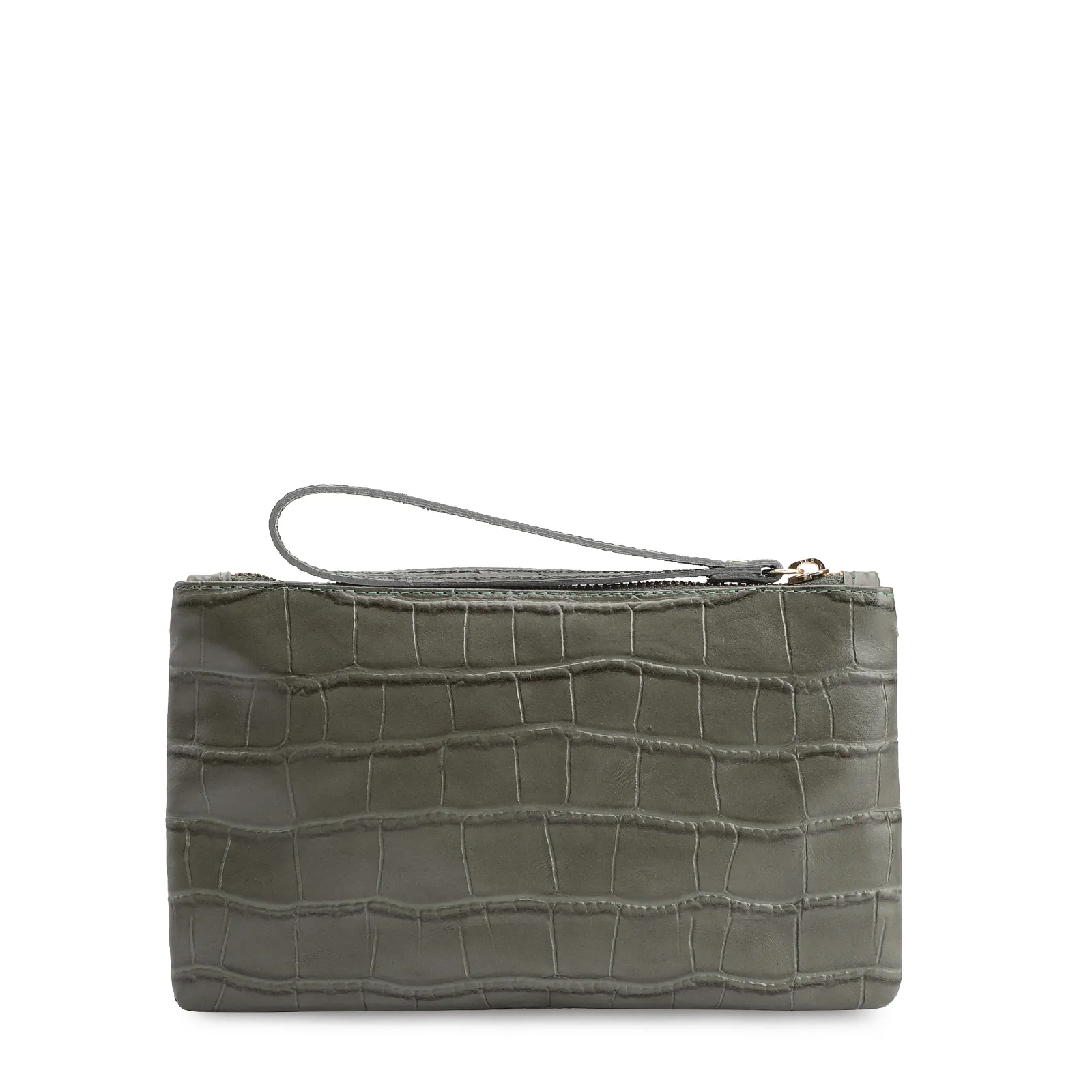 Bolsa Pequena Couro Croco Verde