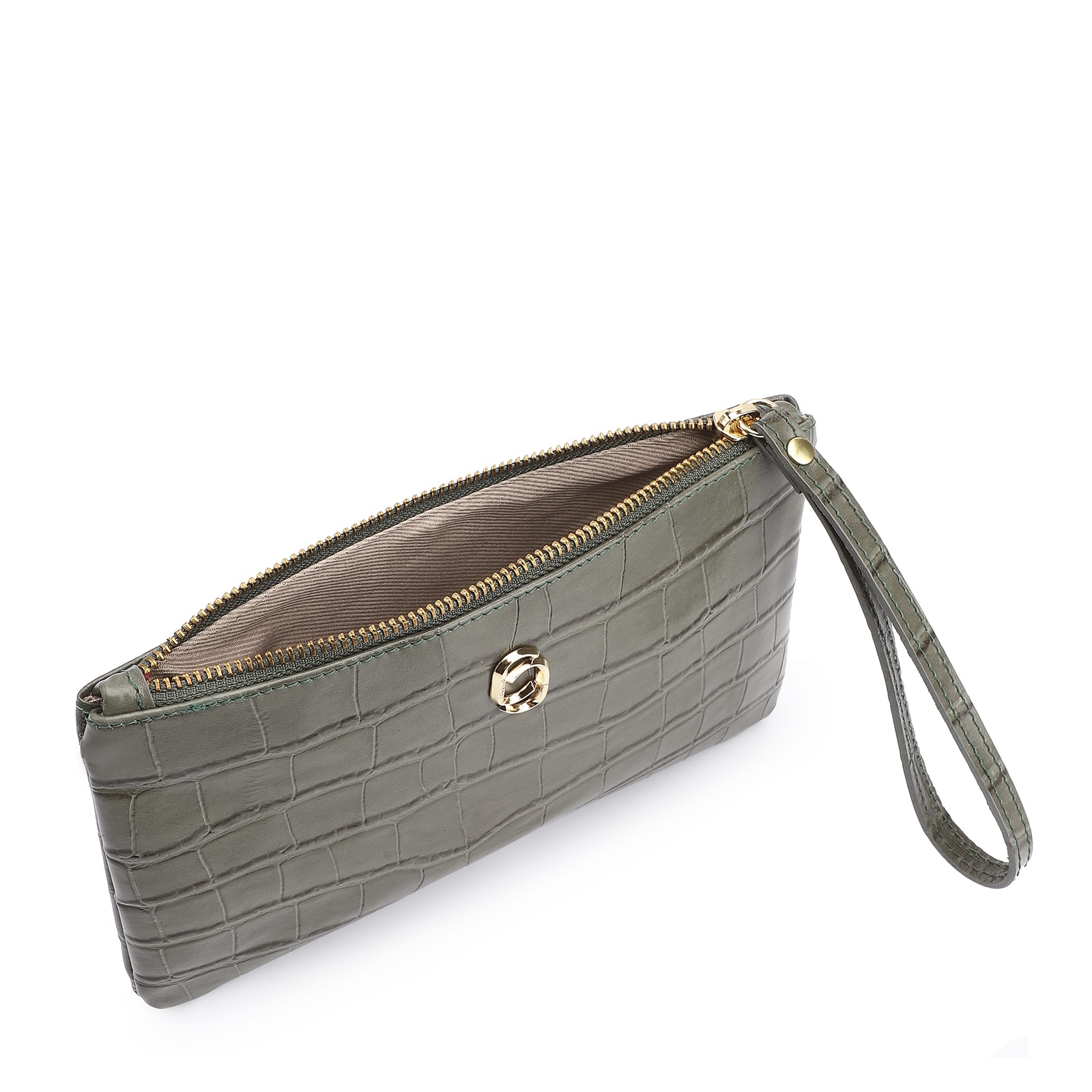 Bolsa Pequena Couro Croco Verde
